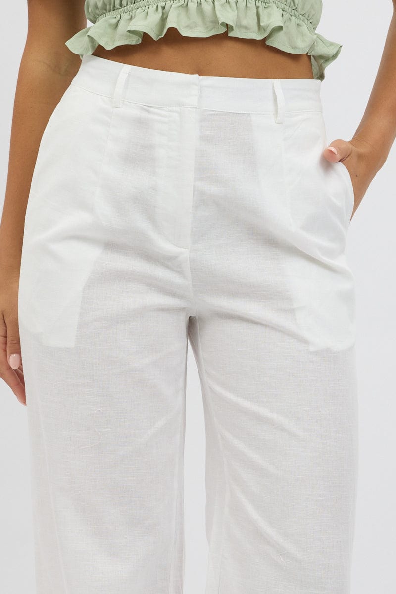 White Tailored Pants Wide Leg