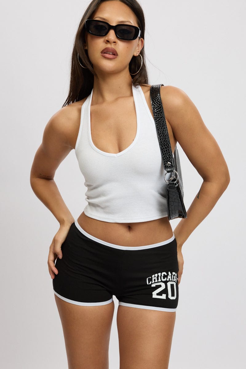 Black Shorts Contrast Binding