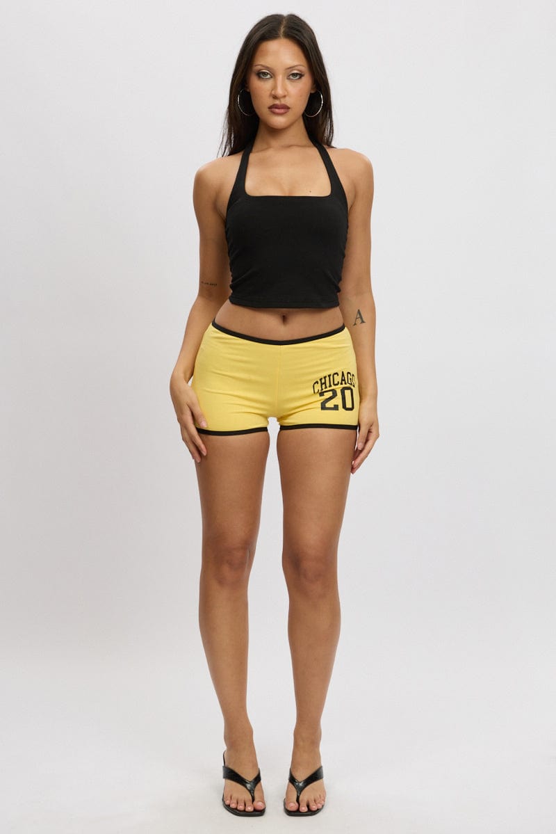 Yellow Shorts Contrast Binding