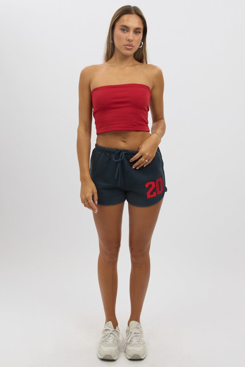 Blue Track Shorts Low Rise