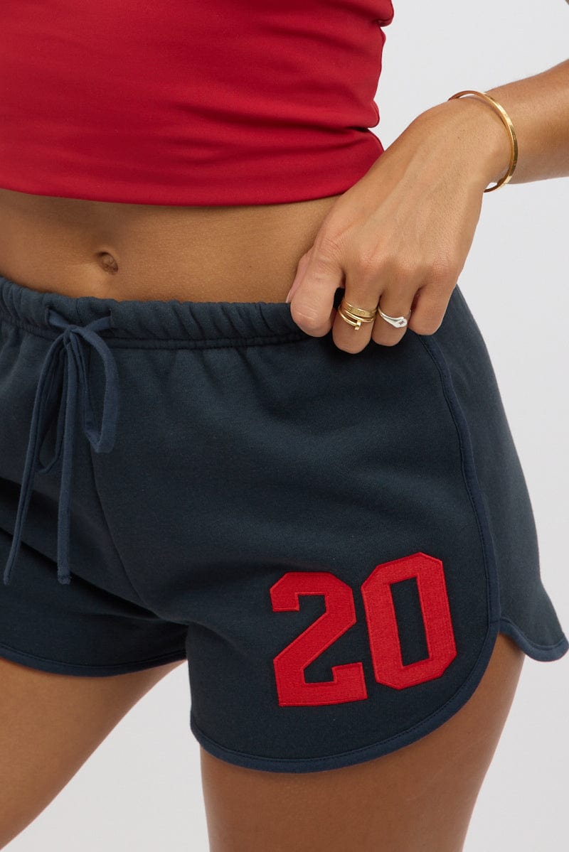 Blue Track Shorts Low Rise