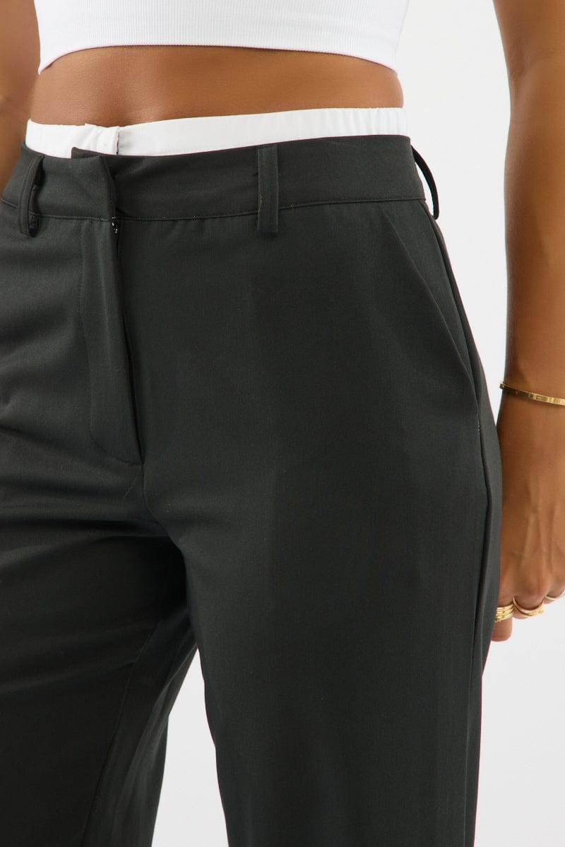 Black Tailored Pants Boxer Wide Leg