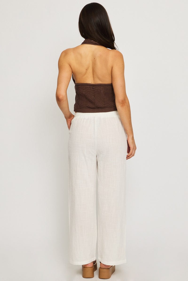 White Wide Leg Pants Elasticated Waist