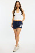 Blue Track Shorts Elastic Waist