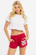 Red Track Shorts Elastic Waist
