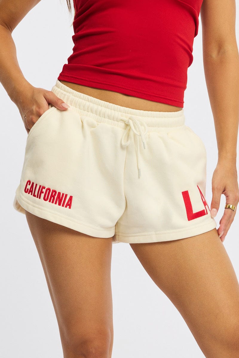 White Track Shorts Elasticated Waist