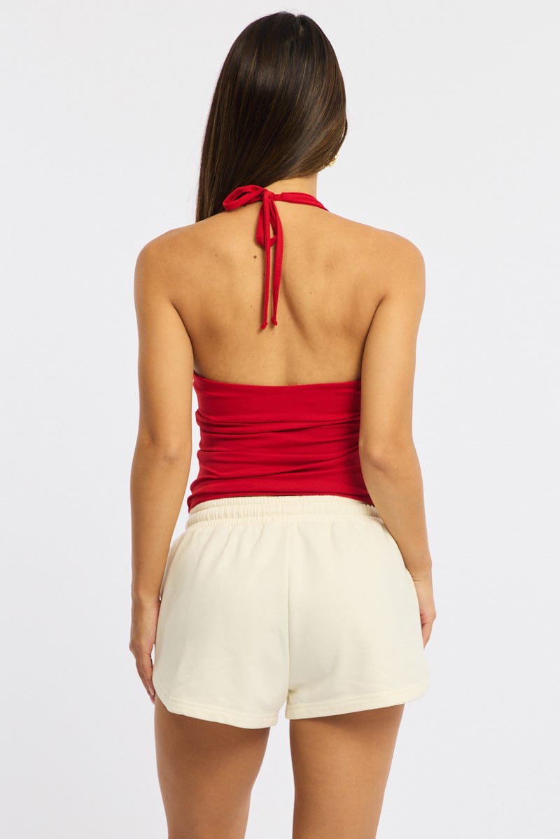 White Track Shorts Elasticated Waist