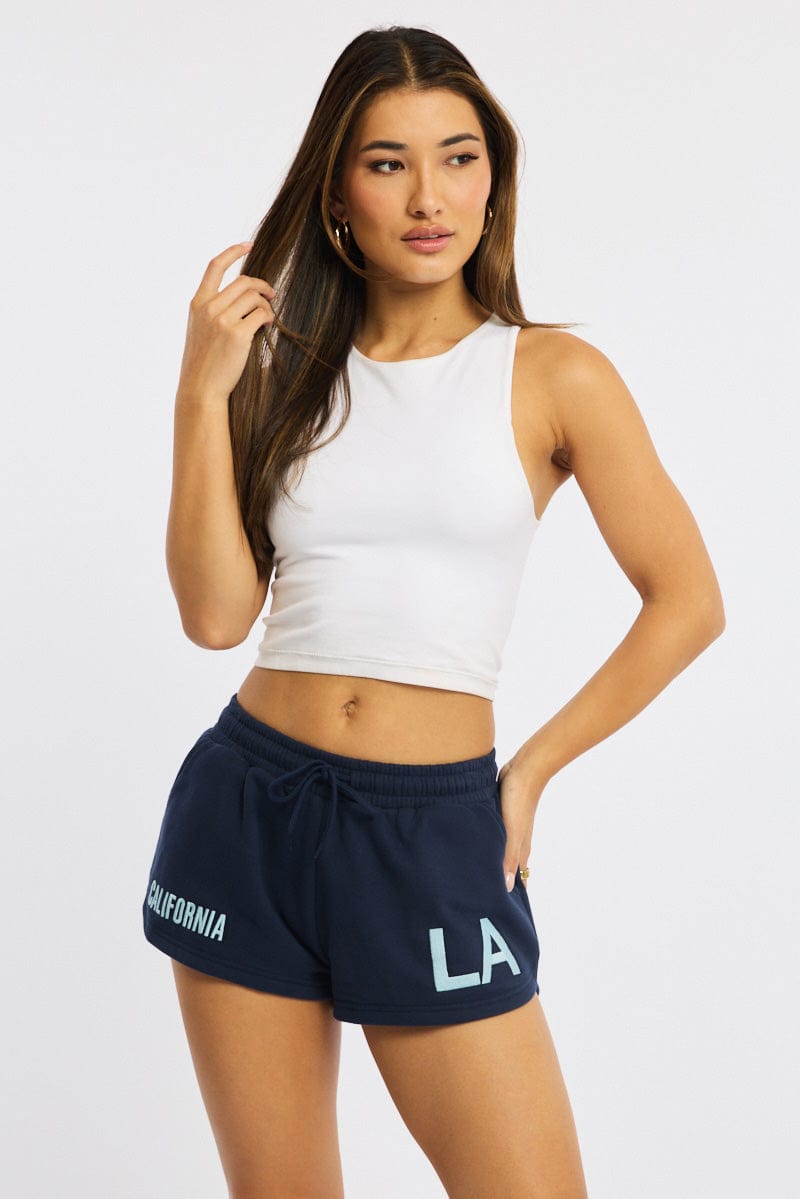 Blue Track Shorts Elasticated Waist