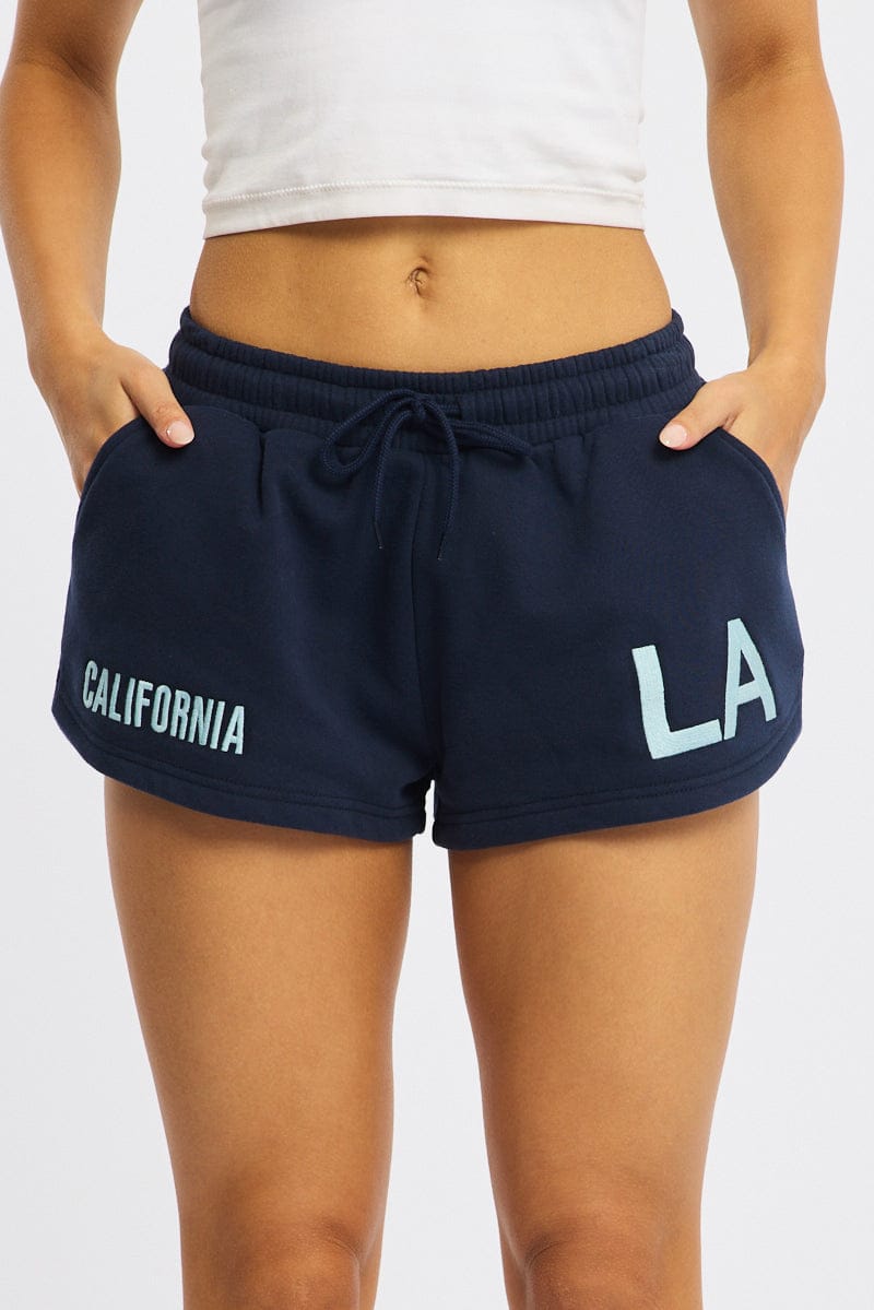 Blue Track Shorts Elasticated Waist