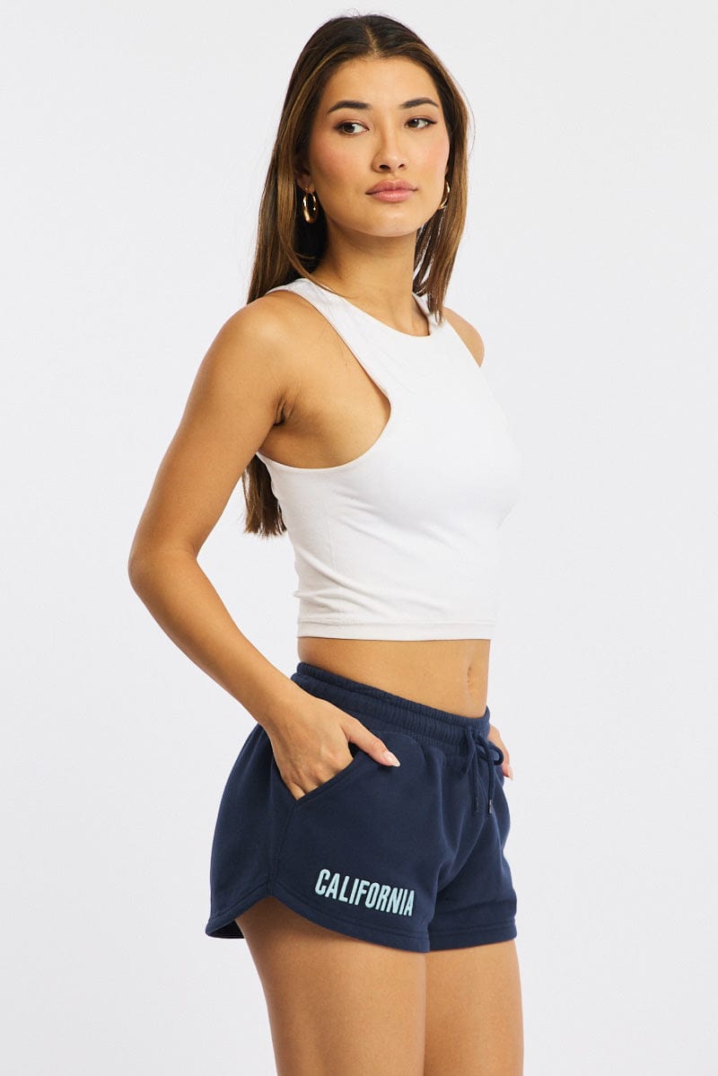 Blue Track Shorts Elasticated Waist