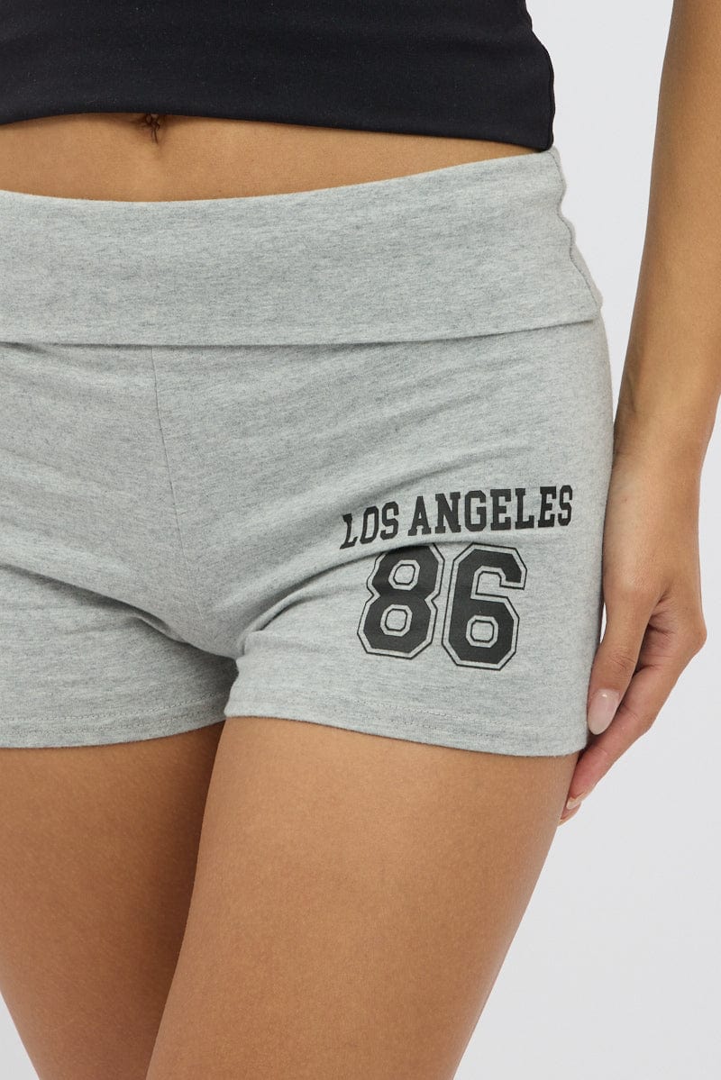 Grey Biker Shorts Folded Waist