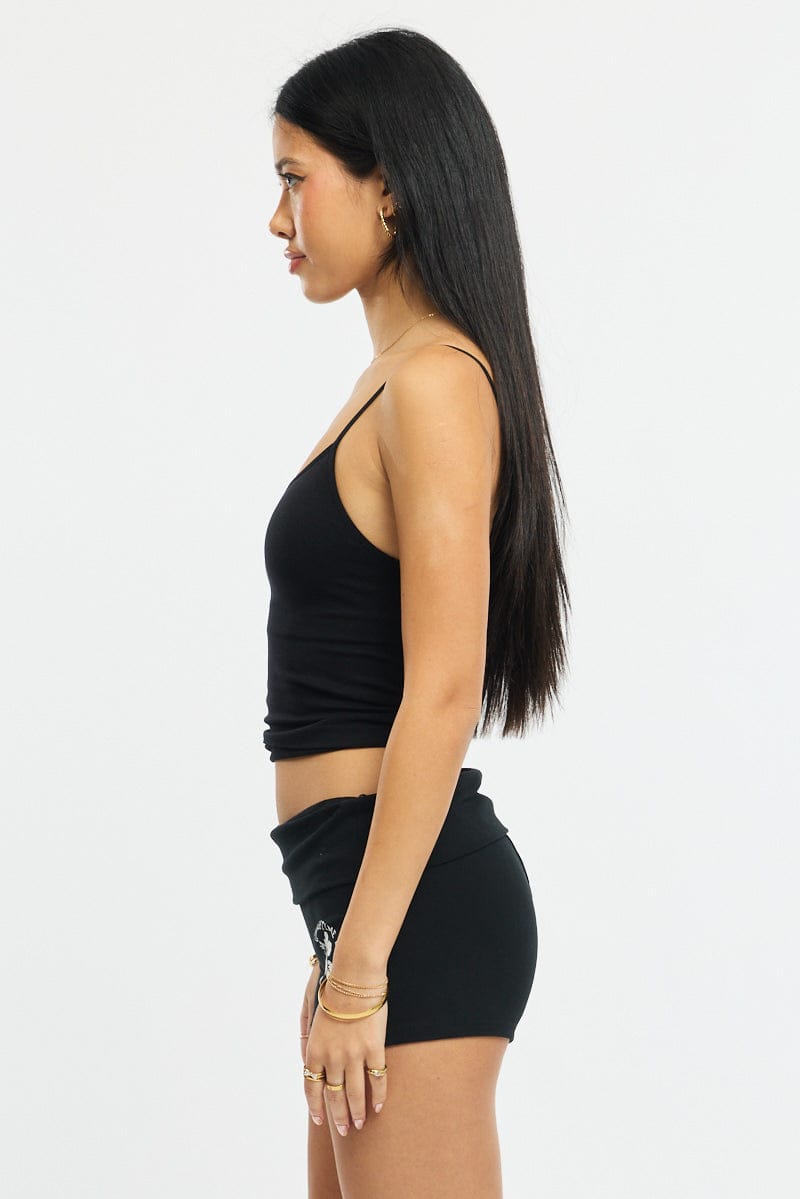Black Biker Shorts Folded Waist