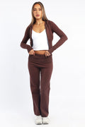 Brown Wide Leg Pants Knit