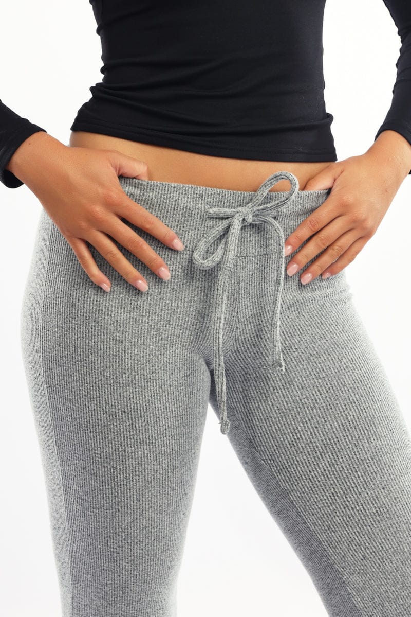 Grey Flare Leg Pants Elasticated Waist