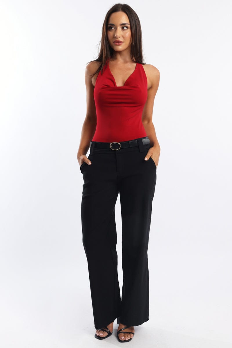 Black Wide Leg Pants Low Rise