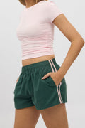 Green Track Shorts Side Stripe
