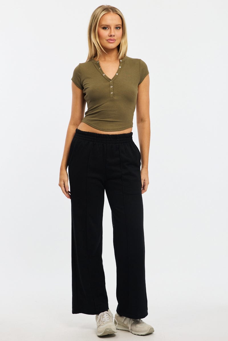 Black Track Pants Wide Leg