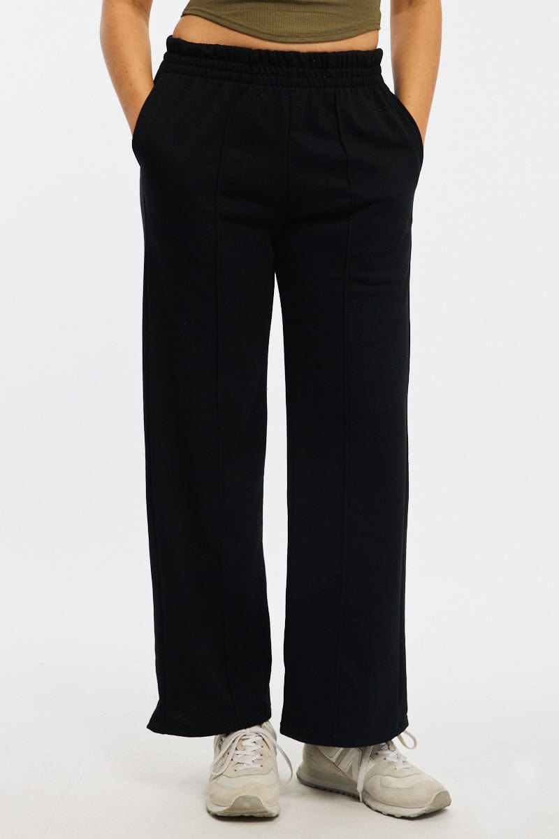 Black Track Pants Wide Leg