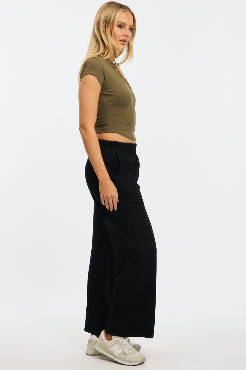 Black Track Pants Wide Leg