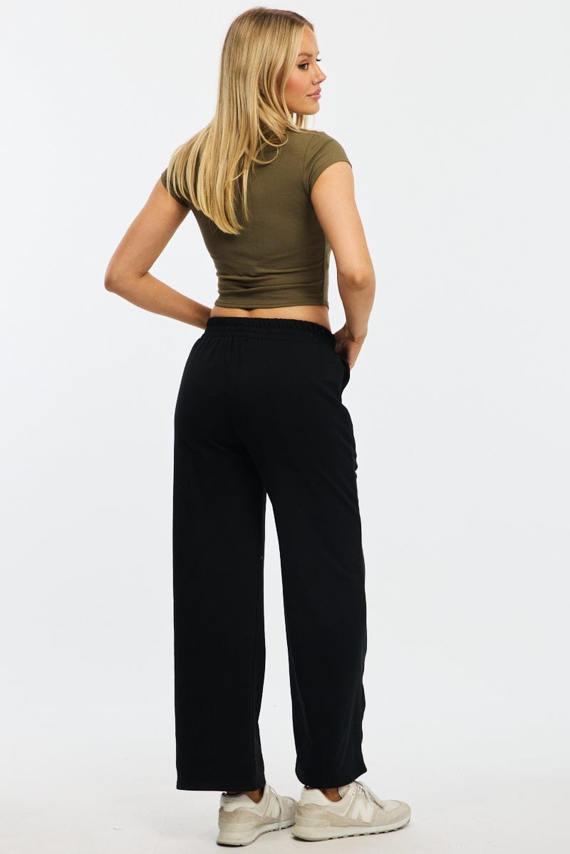 Black Track Pants Wide Leg