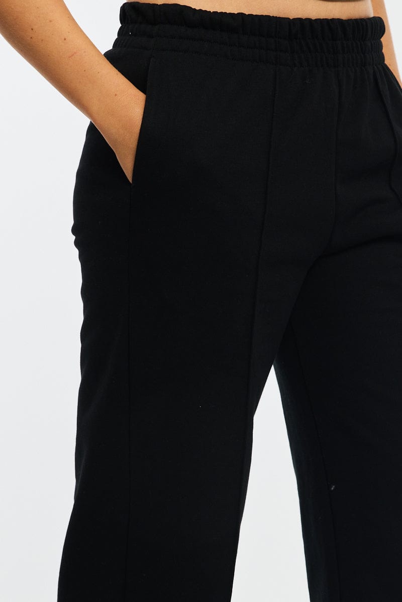 Black Track Pants Wide Leg