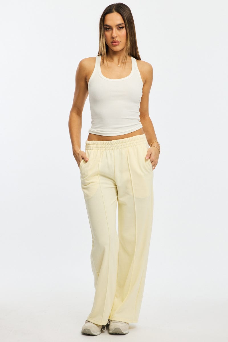 White Track Pants Wide Leg