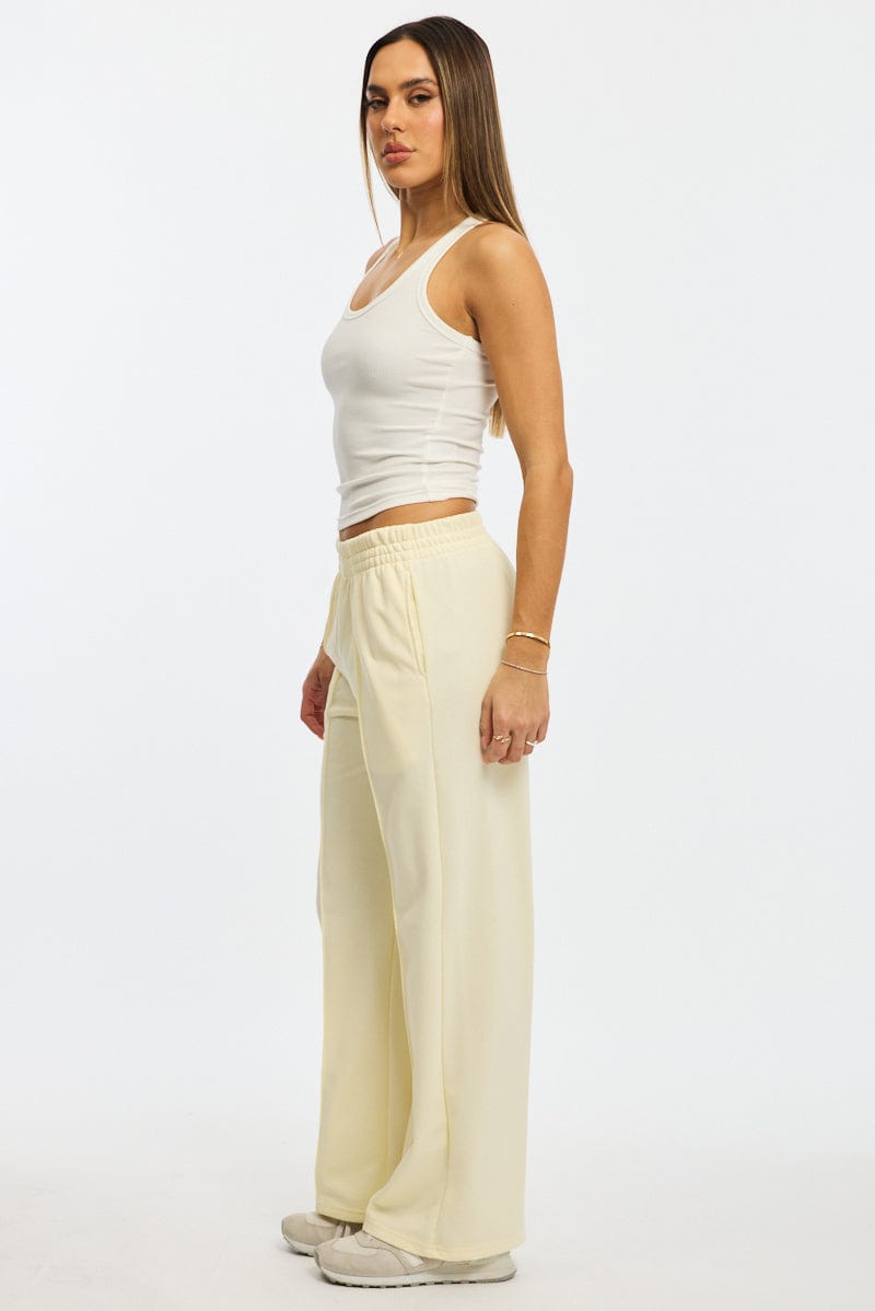 White Track Pants Wide Leg