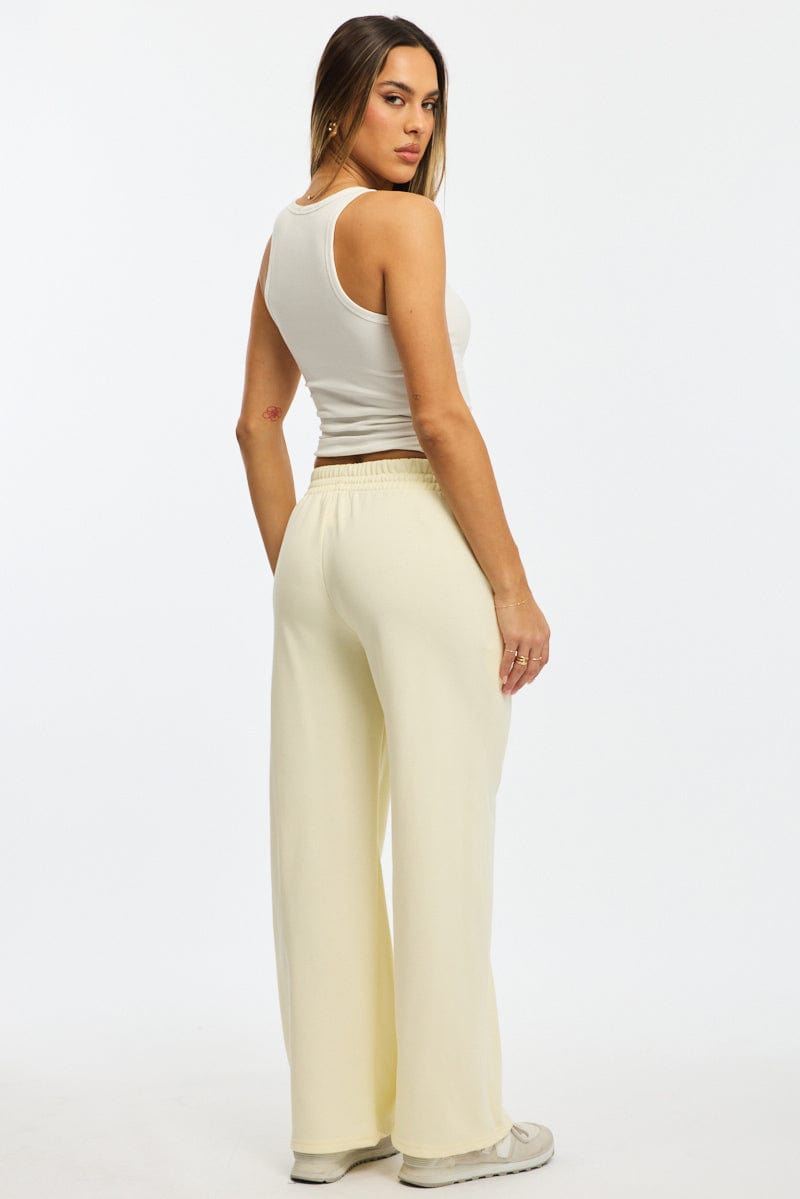 White Track Pants Wide Leg