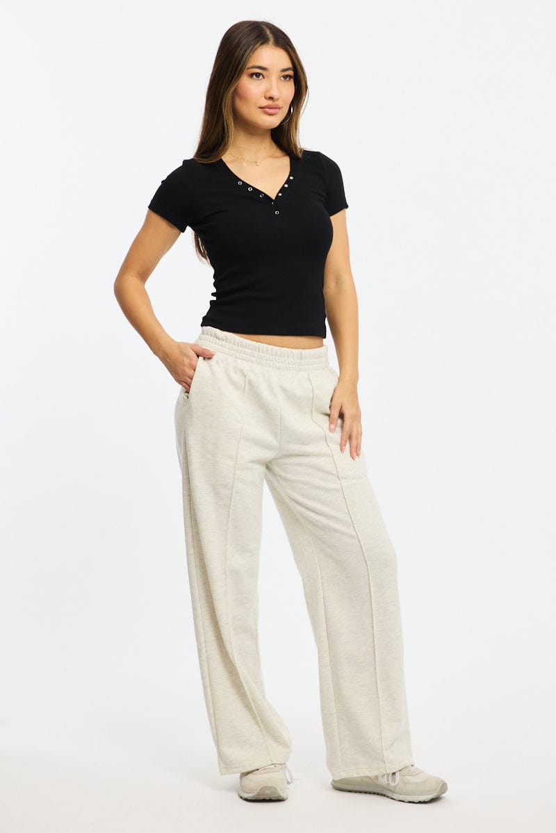 Grey Track Pants Wide Leg
