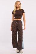 Brown Track Pants Side Stripe