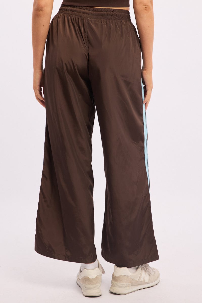 Brown Track Pants Side Stripe