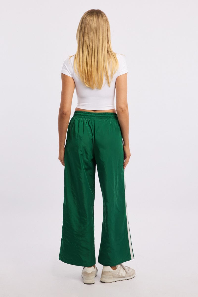 Green Track Pants Side Stripe