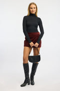 Red Skort Mini Corduroy Skirt