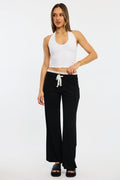 Black Wide Leg Pants Lace Trim