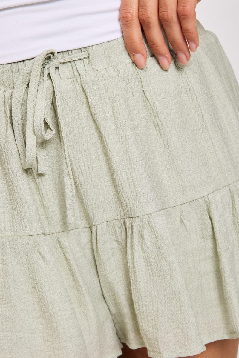 Green Shorts Frill Hem Skort
