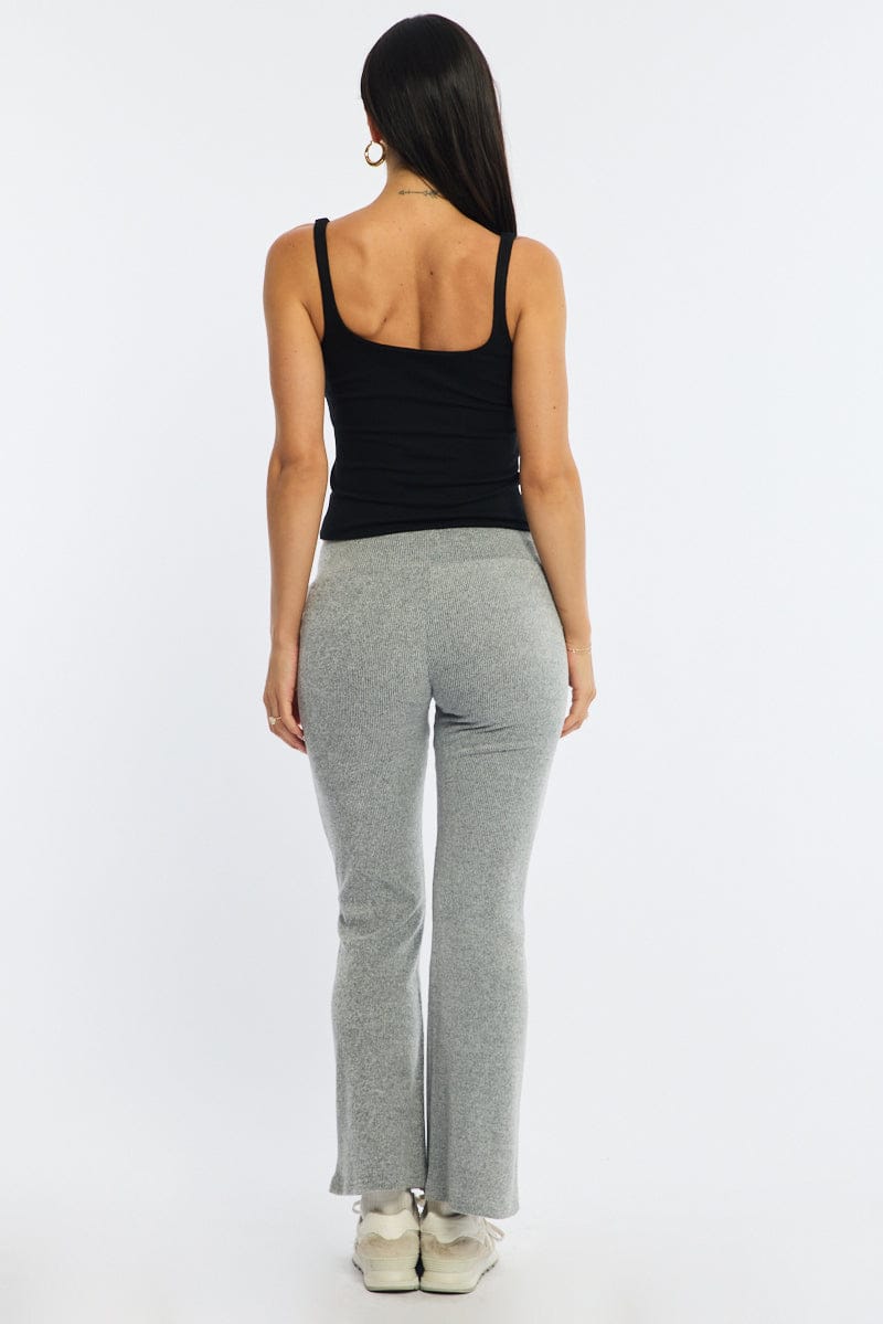 Grey Flare Leg Pants Elasticated Waist