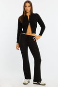 Black Flare Leg Pants Elasticated Waist