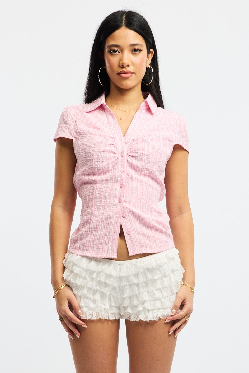 White Bloomer Shorts Mid Rise