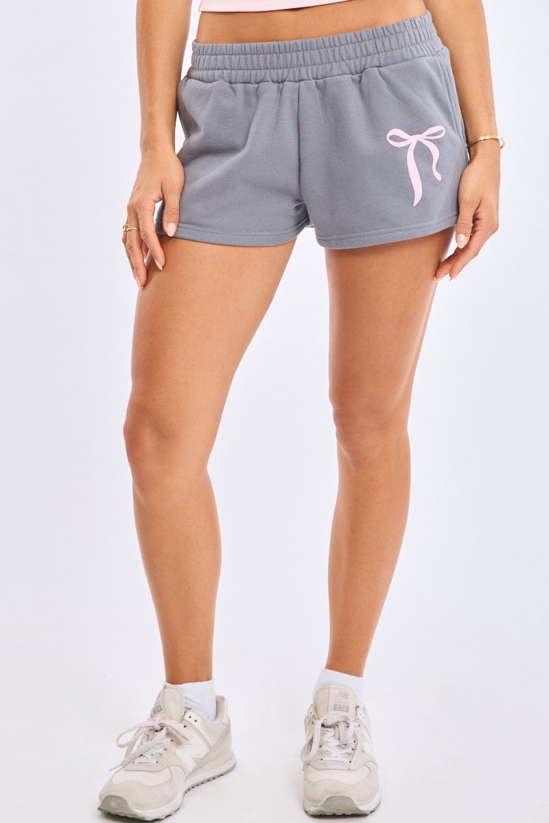 Grey Track Shorts Elasticated Waist