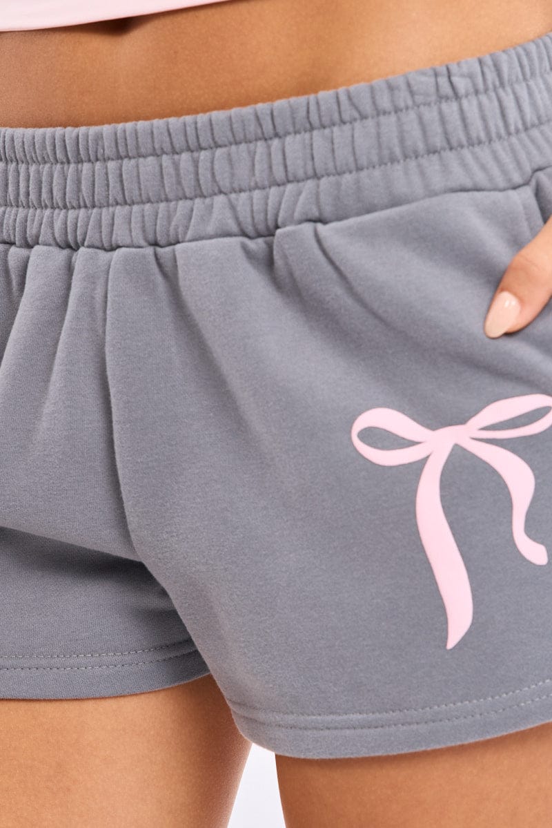 Grey Track Shorts Elasticated Waist