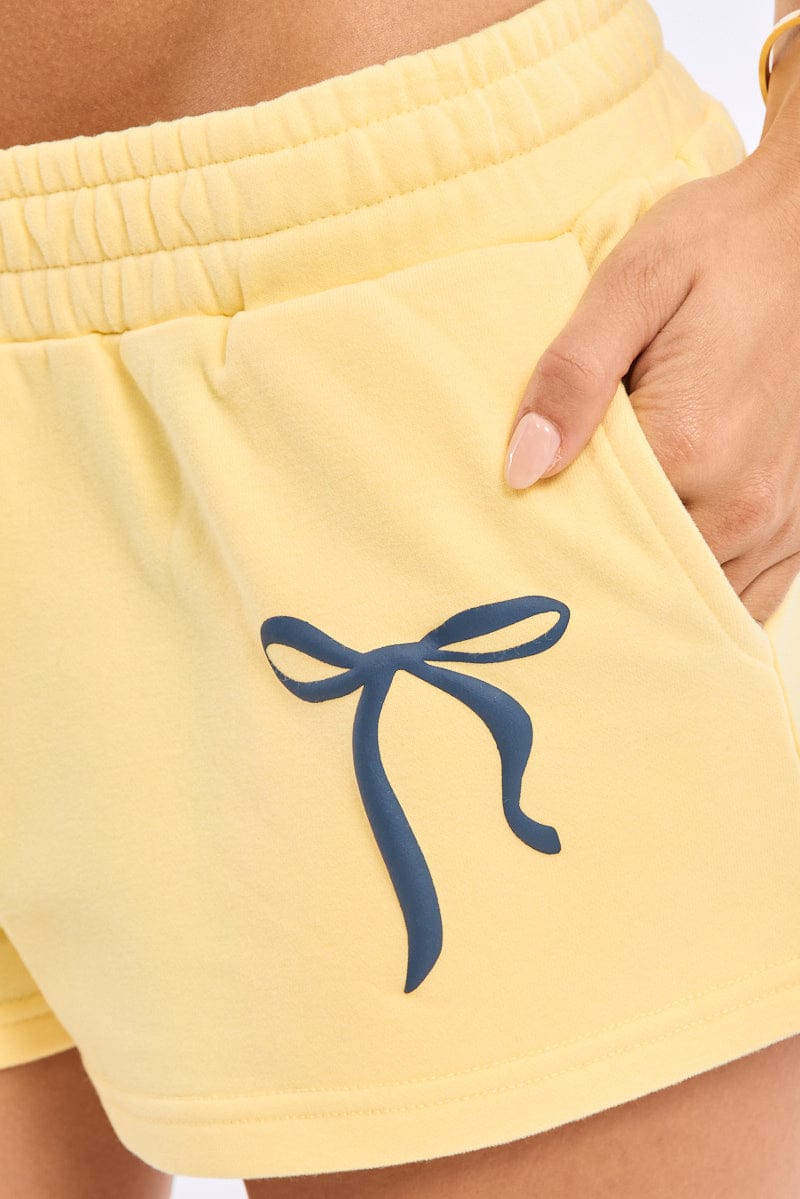 Yellow Track Shorts Elasticated Waist