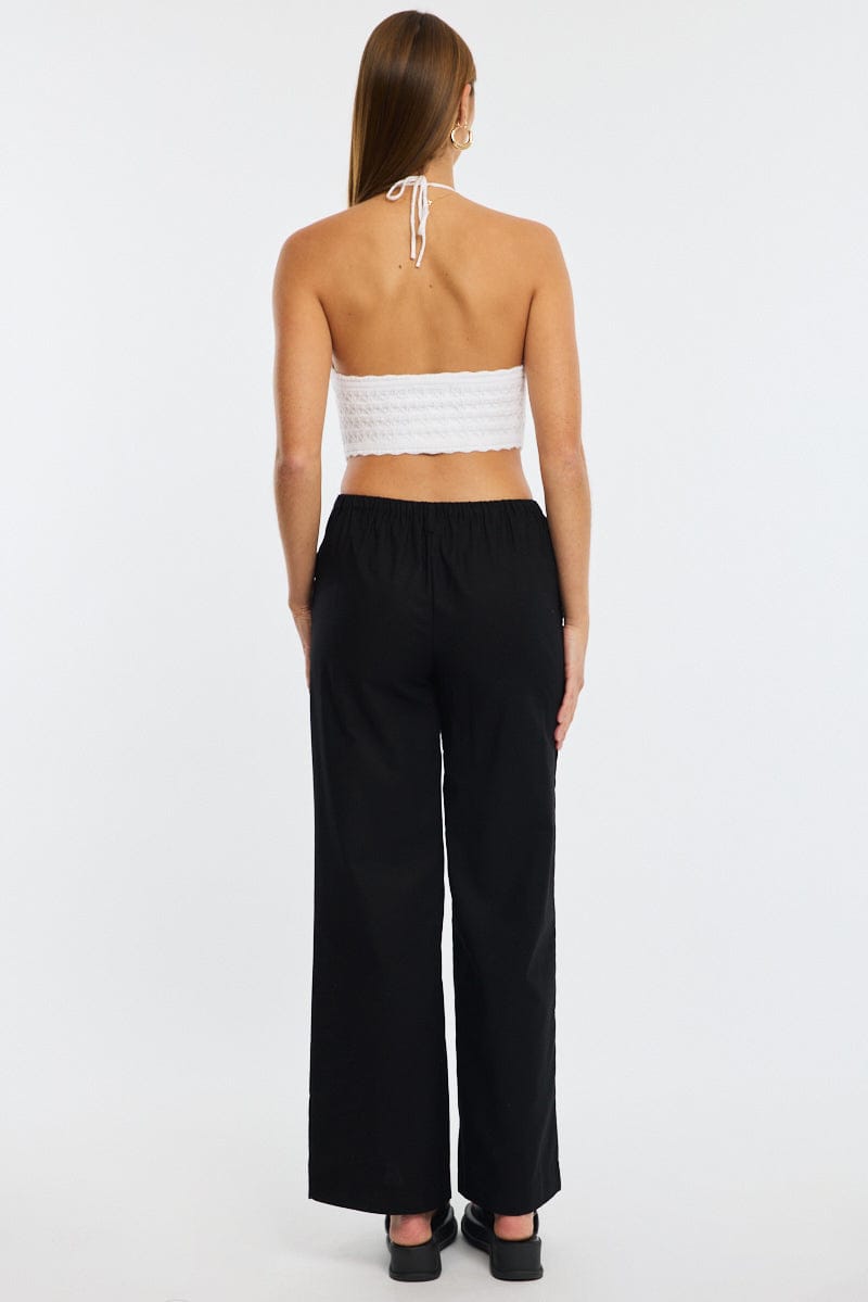 Black Wide Leg Pants Waist Tie