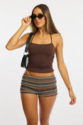 Multi Stripe Elastic Waist Shorts Mini