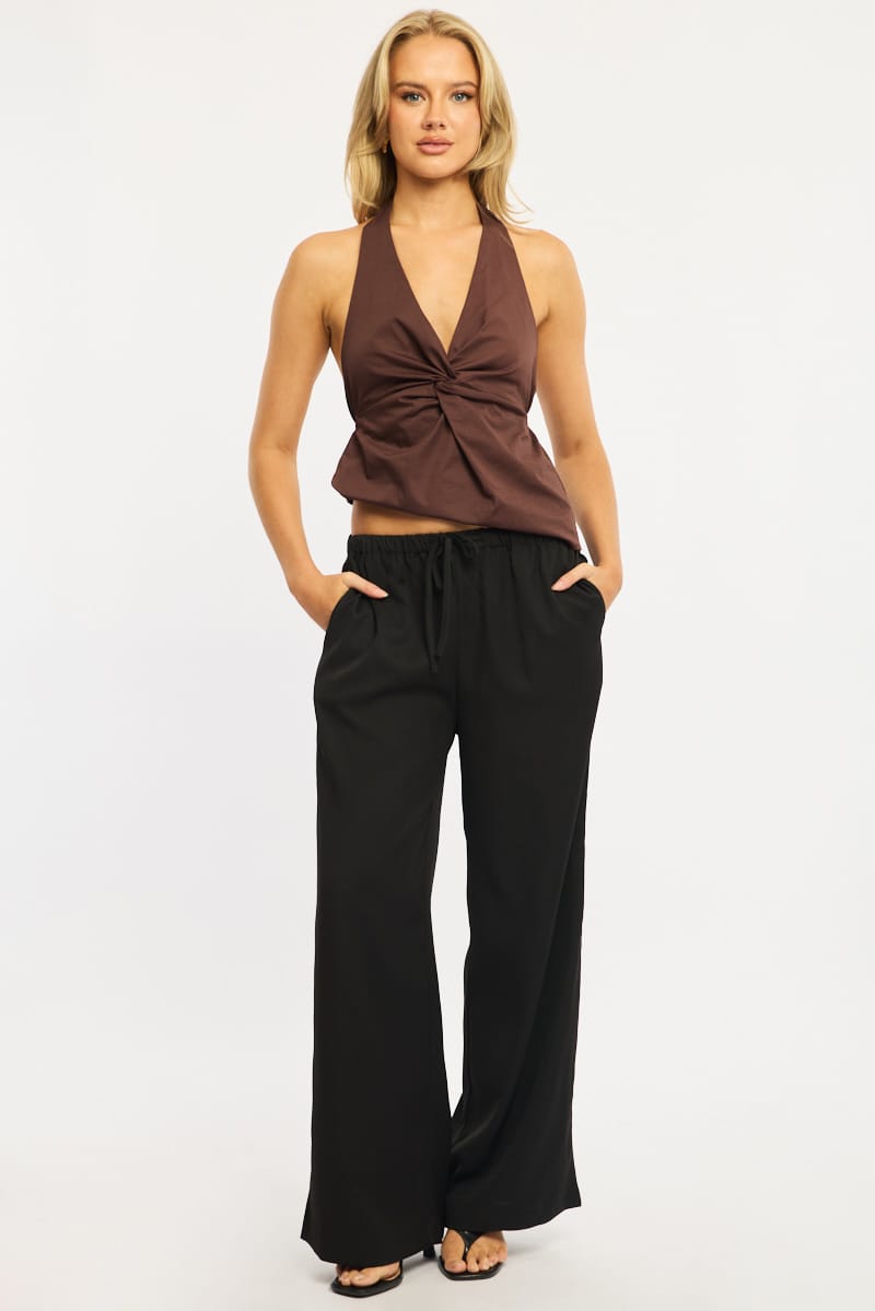 Black Wide Leg Pants Elasticated Waist