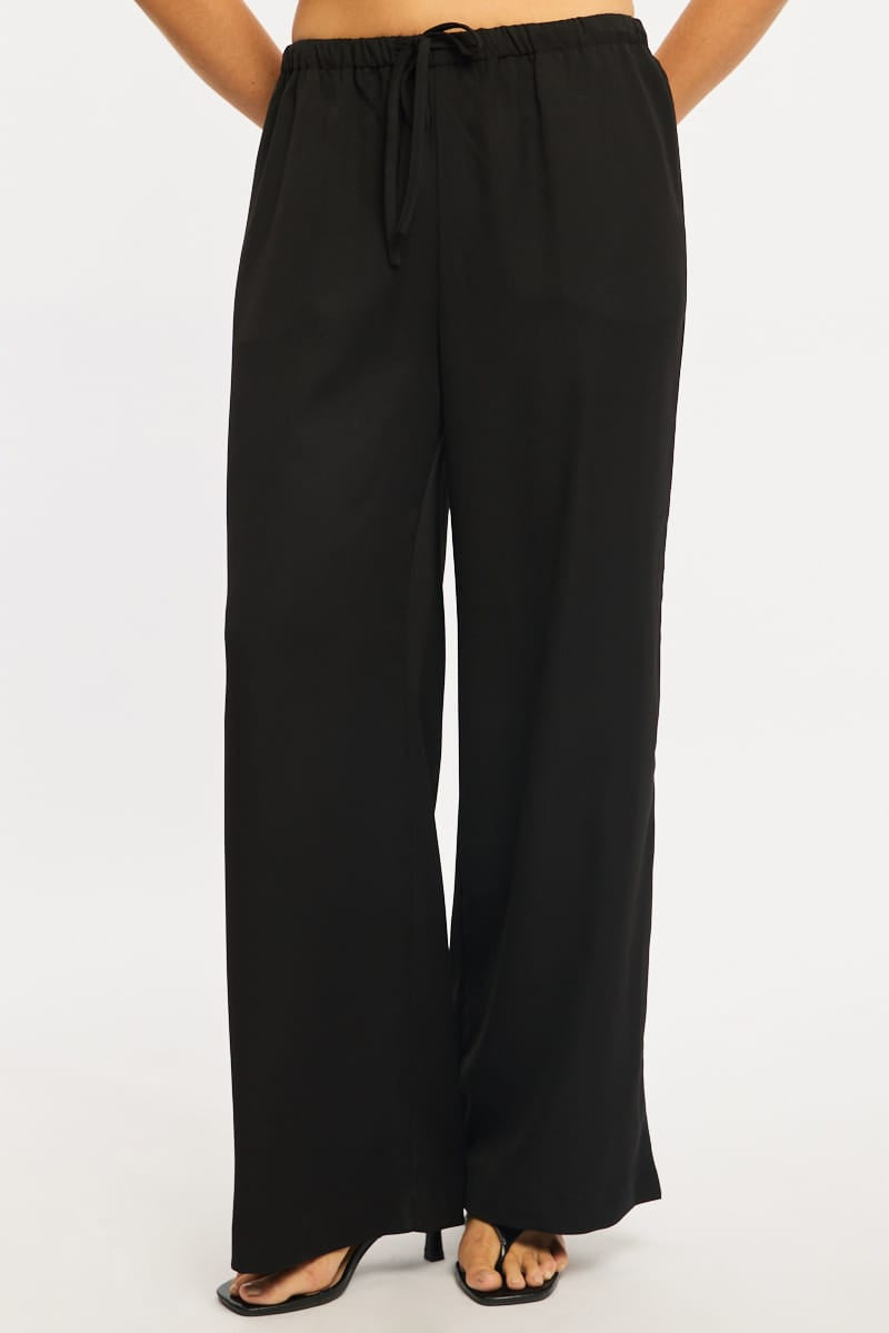 Black Wide Leg Pants Elasticated Waist