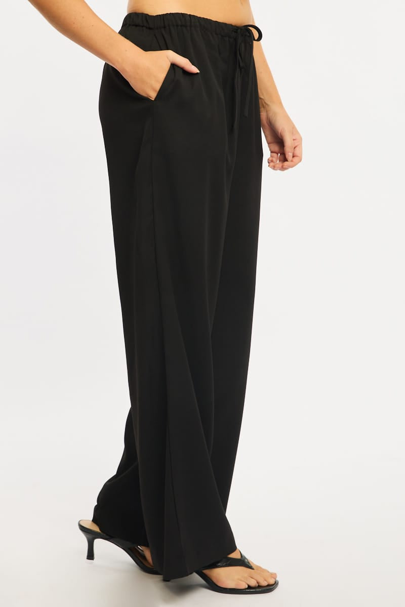 Black Wide Leg Pants Elasticated Waist