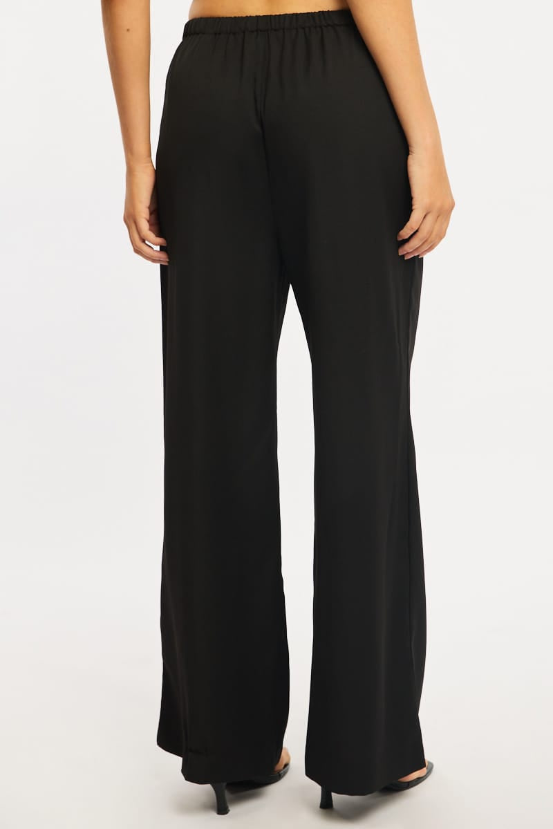 Black Wide Leg Pants Elasticated Waist