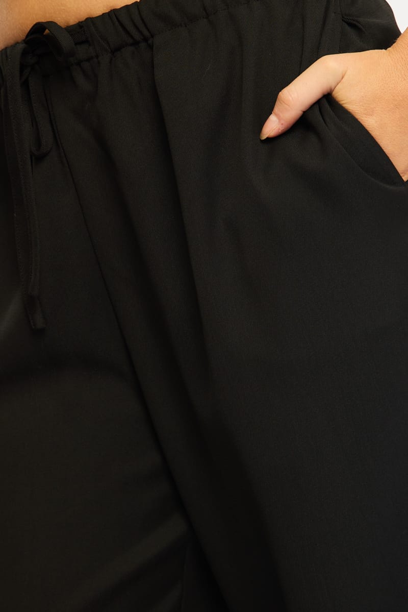 Black Wide Leg Pants Elasticated Waist