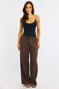 Red Wide Leg Pants Elasticated Waist