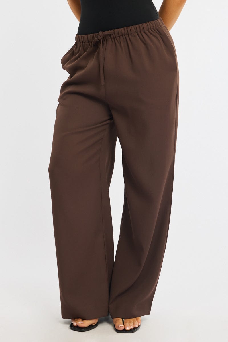 Red Wide Leg Pants Elasticated Waist